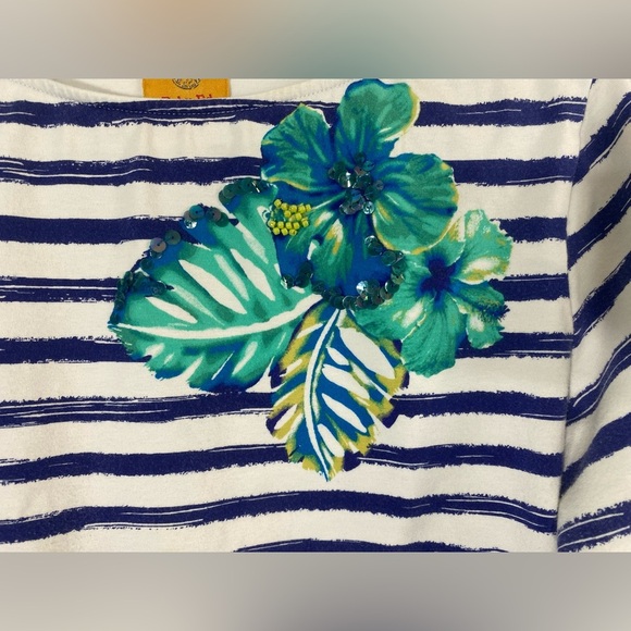 Ruby Rd Blouse Size Medium White with Stripes and Embellishments - Picture 3 of 5